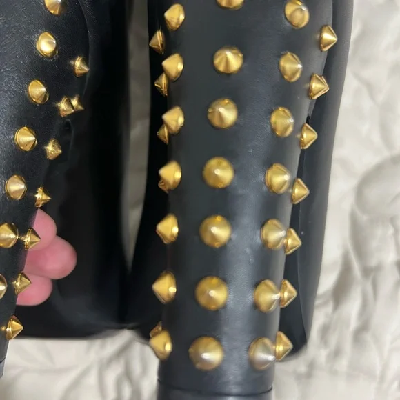 Gucci Studded Heel Knee High Boots Black Leather Womens EU 38 US 7.5 - Picture 4 of 7